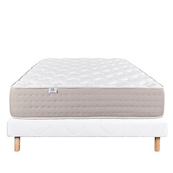 LUXURY LITERIE Ensemble matelas Dreamlux 160x200 cm + sommier blanc ep 13cm pas cher