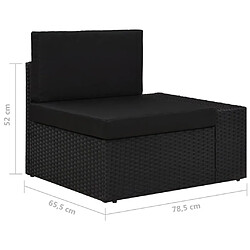 vidaXL Salon de jardin 3 pcs Résine tressée Noir pas cher