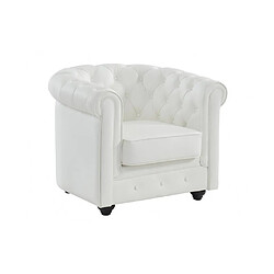 Vente-Unique Fauteuil en cuir de buffle blanc CHESTERFIELD