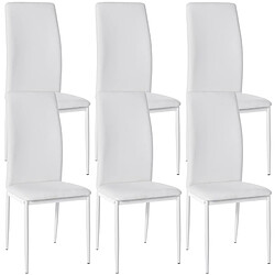 Decoshop26 Lot de 6 chaises de salle à manger design simple en synthétique blanc cadre en métal noir CDS10289 