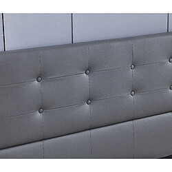 Avis Sensoreve Lit 140x190cm simili cuir gris avec tête de lit boutonnée, sommier lattes en bois