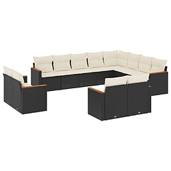 Maison Chic Salon de jardin 12 pcs avec coussins, Ensemble Tables et chaises d'extérieur noir résine tressée -GKD195944