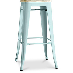 ICONIK INTERIOR Tabouret de bar - Design industriel - Bois et acier - 76cm - Nouvelle édition - Stylix Vert pâle 