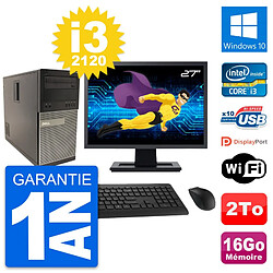 PC Tour Dell 790 MT Ecran 27" Intel i3-2120 RAM 16Go Disque 2To Windows 10 Wifi · Occasion 