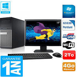 PC Tour DELL 9020 Intel G3220 Ram 4Go Disque 2 To Wifi W7 Ecran 19" - Occasion