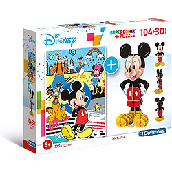 Clementoni- Puzzle 104 modèle 3D-Mickey Mouse-104 pièces- 20157 