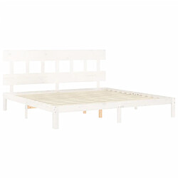 Acheter vidaXL Cadre de lit avec tête de lit blanc 200x200 cm bois massif