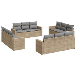 vidaXL Salon de jardin avec coussins 12 pcs beige résine tressée