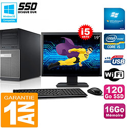 PC Tour DELL 9020 Core I5-4570 Ram 16Go Disque 120 Go SSD Wifi W7 Ecran 19" · Occasion 