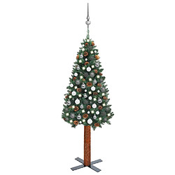 vidaXL Sapin de Noël mince pré-éclairé et boules vert 150 cm PVC