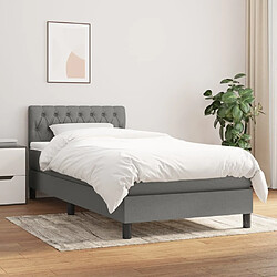 Maison Chic Lit Adulte - Lit simple Lit à sommier tapissier et matelas moelleux - Meuble de Chambre - Gris foncé 90x190 cm Tissu -MN35477