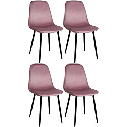 Decoshop26 Lot de 4 chaises de salle à manger design moderne avec pieds en métal noir et assise en PVC rose 10_0001828 