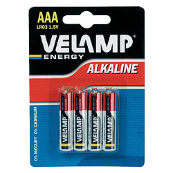 VELAMP Pile alcaline mini stylet LR03 AAA, 1,5V - Blister de 4 