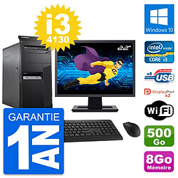 PC Tour Lenovo M83 Ecran 22" Intel i3-4130 RAM 8Go Disque 500Go Windows 10 Wifi · Occasion 