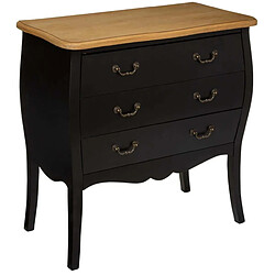 Pegane Commode 3 tiroirs coloris noir - Longueur 74 x Profondeur 37 x Hauteur 76 cm