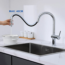 Mitigeur de Cuisine Douchette Extractible,AURALUM MAX,avec 2 Fonctions Robinet de Cuisine Rotatif à 360°,Acier Inoxydable,Eau Froide et Chaude,Chromé