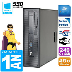 PC HP EliteDesk 800 G1 SFF Intel G3220 4 Go Disque 240Go SSD Graveur DVD Wifi W7 - Occasion