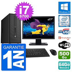 PC Tour HP 800 G2 Ecran 27" Intel i7-6700 RAM 64Go Disque 500Go Windows 10 Wifi · Occasion 