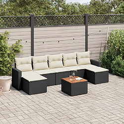 vidaXL Salon de jardin 8 pcs avec coussins noir résine tressée 