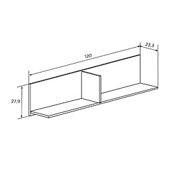 Pegane Etagère murale coloris Chêne cambrian/blanc - Longueur 120 x profondeur 23,3 x hauteur 27,9 cm