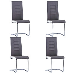 Maison Chic Lot de 4 Chaises à manger cantilever,Chaises à dîner gris similicuir -MN72472