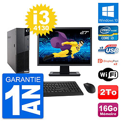 PC Lenovo M83 SFF Ecran 27" Core i3-4130 RAM 16Go Disque Dur 2To Windows 10 Wifi · Occasion 