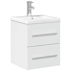 vidaXL Armoire lavabo de salle de bain bassin intégré blanc brillant