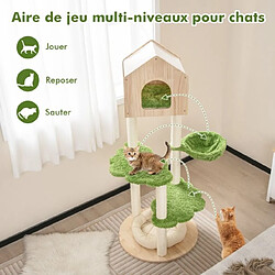 Acheter Helloshop26 Arbre à chat 139 cm en bois poteau griffoir condo panier lit pour chat 2 plate-forme tour de jeux pour chat vert 20_0007645