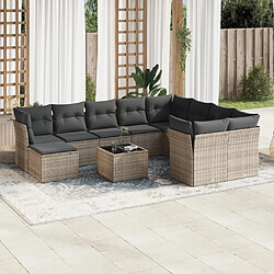 Maison Chic Salon de jardin 11 pcs avec coussins | Ensemble de Table et chaises | Mobilier d'Extérieur gris résine tressée -GKD28069