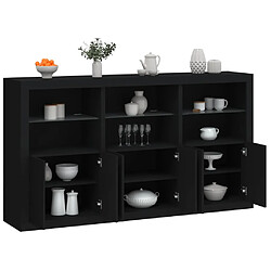 vidaXL Buffet avec lumières LED noir 181,5x37x100 cm 