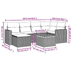 Acheter vidaXL Salon de jardin avec coussins 7pcs mélange beige résine tressée