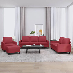 vidaXL Ensemble de canapés 4 pcs et coussins Rouge bordeaux Similicuir 