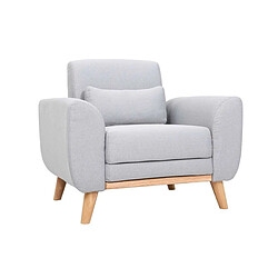 Miliboo Fauteuil design tissu gris et bois clair EKTOR