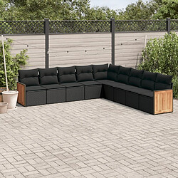 Maison Chic Ensemble Tables et chaises d'extérieur 9 pcs avec coussins,Salon de jardin noir résine tressée -GKD371341