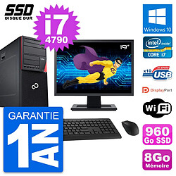 PC Tour Fujitsu P720 Ecran 19" Intel i7-4790 RAM 8Go SSD 960Go Windows 10 Wifi - Occasion