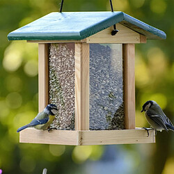 dobar Mangeoire à oiseaux avec silo bois FSC naturel et vert