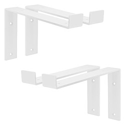 Lot de 4 Supports d'Étagère ML-Design 25x4x14,5 cm, en Métal, Blanc, Style Industriel 