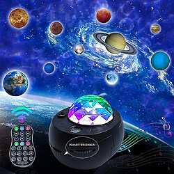 Universal Projecteur LED Star Dance Sky pour adulte chambre d'enfant décoration disco ball 10 planètes 15 couleurs star galaxy projecteur bluetooth lecteur de musique lumineux lumineux ciel cadeau pour femme, (noir)