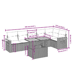 Avis vidaXL Salon de jardin avec coussins 7 pcs gris résine tressée