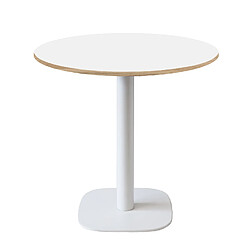 Restootab Table Ø70cm - modèle Round pied blanc blanc chants bois