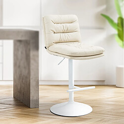 Non Tabouret de bar Damar simili cuir blanc 