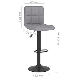 vidaXL Tabouret de bar Gris clair Tissu pas cher