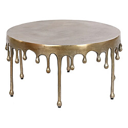 Pegane Table basse, table de salon ronde en aluminium coloris doré - diamètre 75 x Hauteur 40 cm