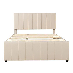 Sweiko Lit adulte 140x200 cm Lit rembourré avec lit gigogne et tiroirs de rangement lit double beige pas cher