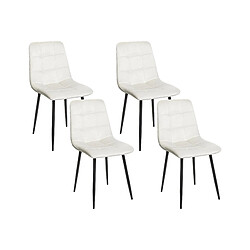 Beliani Chaise de salle à manger Set de 4 Velours Blanc cassé POWELL