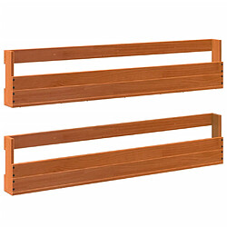 vidaXL Étagères à chaussures murales 2 pcs cire marron 110x8,5x23,5 cm