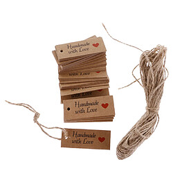 100pcs Etiquette Cadeau Kraft Papier HANDMADE WITH LOVE Vintage Décoration pour Favor Mariage pas cher