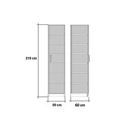 Inside 75 Armoire de rangement 1 porte blanc mat largeur 50 x 60 cm profondeur