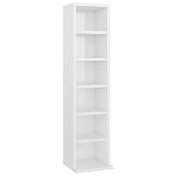 vidaXL Armoire à CD Blanc brillant 21x20x88 cm Bois d'ingénierie