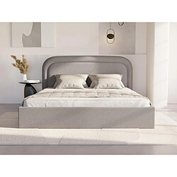 Avis Vente-Unique Lit coffre 140 x 190 cm - Tissu chiné - Gris clair - FIREZA